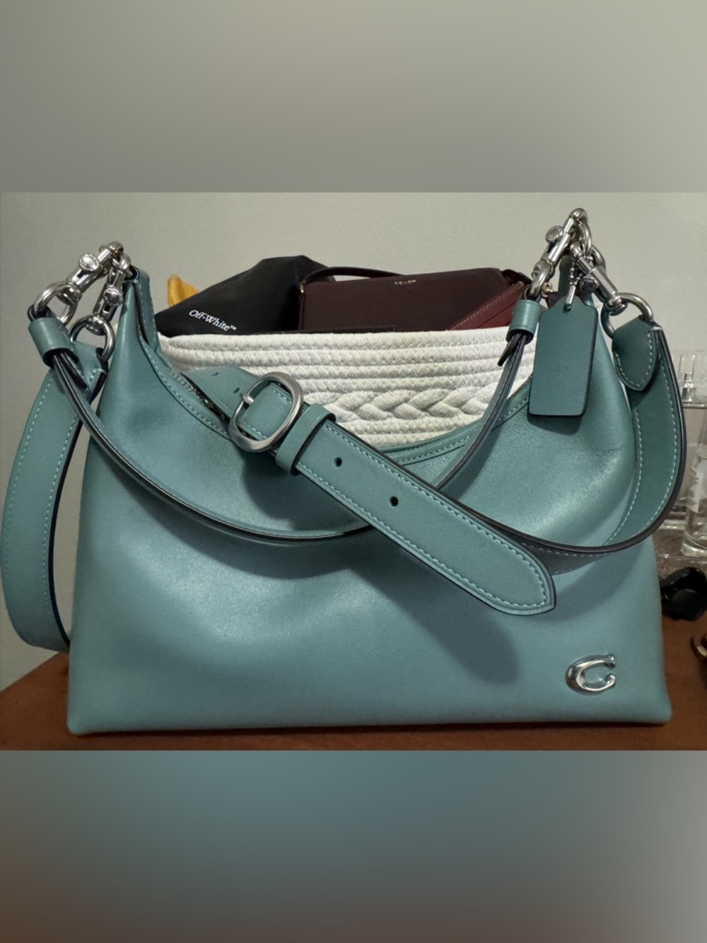 Coach Juliet Aquamarine/Silver with 2 straps and dust bags